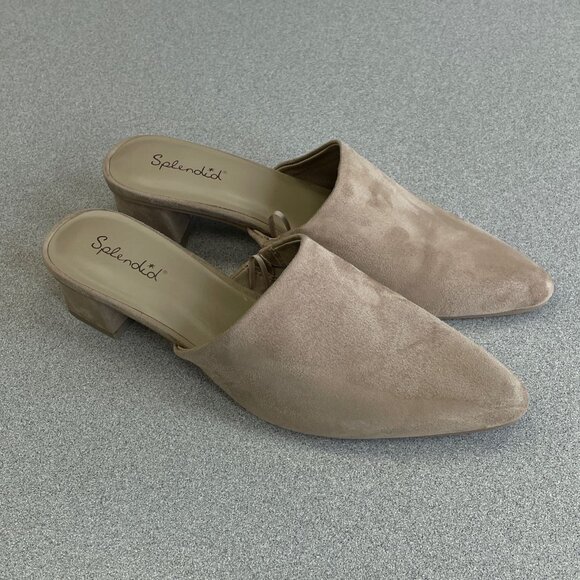 NEW Splendid Laylai Tan Faux Suede Mules Women's Size 8M Slide Sandals - Picture 1 of 8